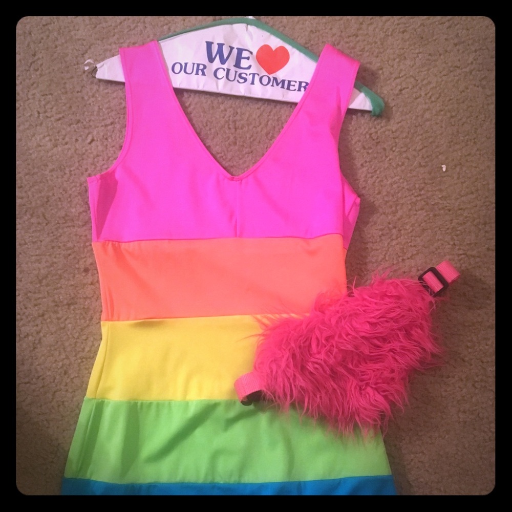 Rainbow rave dress w/fany pack